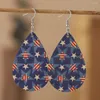 Kolczyki Dangle Independence Day American Flag Color Star Stripe Podwójny drewniany spadek wody