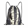 Sacs à dos personnalisés oiseaux et bouleaux sacs à dos à cordon femmes hommes légers Witchy Crow Gym Sports Sackpack sacs pour boutique B0SB #