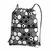 Reversible Print Fußball Ball Muster Fußball Kordelzug Rucksack mit Reißverschlusstasche Sport Gym Sackpack String Bag für Wandern P3iW #