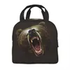 Sac à lunch isolé féroce Grizzly Bear pour femmes hommes étanche refroidisseur thermique boîte à lunch bureau pique-nique voyage sacs fourre-tout L7FZ #