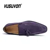 Casual Shoes Men Loafers Suede Leather Breathable Soft Outdoor Summer Blue Mules Dress Fashion Sandals Flats