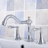 Bathroom Sink Faucets Bathtub Chrome Polished Deck Mounted 3 Hole Double Handle And Cold Water Tap Tnf539