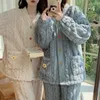 Abbigliamento per la casa Pile Pigiama carino Velluto Indumenti da notte Spessa Calda Homewear Flanella femminile Dolce Abito Pigiama invernale Set Pijama Pigiama Donna