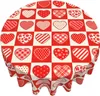 テーブルクロスバレンタインデーテーブルクロスラウンド60インチ格子縞の心臓耐水性洗浄可能な洗えるポリエステルカバーパーティーの装飾