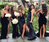 Sexy 2016 Black Velvet Sweetheart Mermaid Bridesmaid Dresses Long Cheap Side Split Long Maid Of Honor Gowns Plus Size Custom Made 6897585