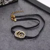 Chokers Luxury jewelry Chokers designer alphabet black rope necklace imported simulation diamond pearl counter consistent brass material h