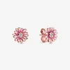 New Arrival Authentic 925 Sterling Silver Pink Daisy Flower Stud Earrings Fashion Earrings Jewelry Accessories For Women Gift298r