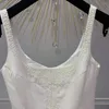 カジュアルドレス高品質の手作りの女性ドレスファッションホワイトパーティーセクシーなスパゲッティストラップイブニング刺繍