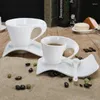 Muggar Sea Wave 3D Ceramic Coffee Mug Saucer Spoon Set 180 ml kopp och