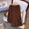 Abiti casual Primavera Autunno Ciniglia nera Mini abito caldo Donna Oversize Vintage Manica lunga Vestido Elegante fasciatura chic