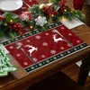 Tischsets Weihnachten Tischset Leinen Esszimmer Pad Schüssel Kaffeetasse Matte Weihnachtsbaum süße Schneemann Tischdecke 40x30CM