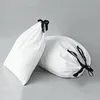 10pcs/lot Customized logo white canvas cott bag with black drawstring gift wedding candy packaging bag storage dustproof bag 18rG#