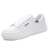 Zapatos Casuales Cuero Genuino Punta Redonda Fondo Plano Pequeño Blanco Deportes Versátil Tablero De Mujer