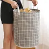 Tvättpåsar Portable Cotton Print Basket Foldbar Home Storage Bag For Kids Toys Dirty Clothes Organizer
