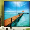 Window Stickers Custom Size PVC Static Cling City Sea Landscape Thermal-Insolation Blue Home Decoration 40cmx100cm