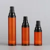 Förvaringsflaskor frostade brun luftfri flask svart pump lock sprayer toner lotion kosmetisk behållare 15 ml 30 ml 50 ml sminkverktyg 100 st/parti