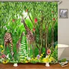 Douchegordijnen Boslandschap Badkamer Waterdicht Gordijn Olifant Giraffe Tijger Dierenprint Woondecoratie Bad Met Haak