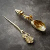 Misurini da tè Cucchiaio creativo a forma di loto in rame puro Pentola Pala Utensile da cerimonia Paletta per noci