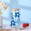 창 스티커 UV DTF 전송 스티커 나비 꽃 16oz Libbey Glasses Wraps Bottles Cup CAN DIY 방수 커스텀 데칼