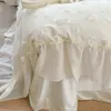 Bedding Sets Chiffon Lace Embroidery Set Luxury Egyptian Cotton 3D Butterfly Duvet Cover Princess Super Soft Bed Sheet Pillowcases