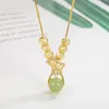 Chains GIOIO Retro Fu Purse Necklace Female Affordable Luxury Fashion Elegant Pomegranate Green Pendant Clavicle Chain