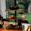 Opbergrek Japans Buiten Camping Drielaags Massief Hout Draagbaar Opvouwbaar Koffie Desktop Multifunctioneel Praktisch Modern 240329