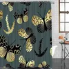Shower Curtains Artistic Glitter Flying Butterfly Gold And Black Bathroom Frabic Waterproof Polyester Bath Curtain With Hooks