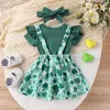 Set di abbigliamento RWYBEYW Il mio primo giorno di San Patrizio Baby Girl Outfit manica lunga pagliaccetto trifoglio gonna con bretelle Set di vestiti