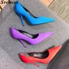 Dress Shoes Svonces Bright Color Silk Fashion Design Women's High Heel Pumps Party Wedding Stiletto Pointed Toe Thin Heels Runway