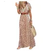 Dames designer zomerjurk mode bohemien v-hals bloemen elegant strand maxi-jurken voor dames gewaden vestidos dames vakantie vakantie rok