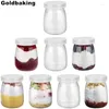 Garrafas de armazenamento 8 peças mini potes de iogurte copos de pudim de vidro pe tampas recipientes pote ideal para geléias de leite mel especiarias mousse 100ml (3.4oz)