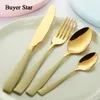 Flatware Sets Customized Logo Dinnerware Set Stainless Steel Cutlery 24pcs Steak Knife Dinner Forks Soup Spoons Western Tableware