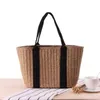Totes Women Beach Bag Large Capacity Straw Top-Handle Drawstring Woven Lightweight Wear-resistant Tote