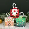 Envoltura de regalo 8 unids Navidad Forma cuadrada Caja de papel Santa Claus Muñeco de nieve Elk Candy Año Fiesta de vacaciones Favor Embalaje portátil