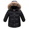 Manteau en duvet de canard pour enfants, veste d'hiver 90% mi-longue, vêtements d'extérieur épais et chauds pour garçons et filles de 1 à 14 ans, Parka Dwq913