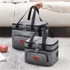 double Layer Insulated Lunch Bag for Women Men Large Capacity Thermal Picnic Box with Shoulder Strap Zipper Meal Cooler Pouch 299P#