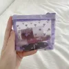 Purple Heart Printed Mesh Transparent Cosmetic Bag Portable Travel Makeup Organizer ToatetRetry Storage Bag Pouch Card Holder Purse K81W#