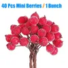 Decorative Flowers Artificial Frosted Holly Berries Mini Christmas Fake Fruit Bouquet Stamen DIY Wreath Xmas Party Decor