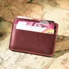 Män kredit -ID -kortinnehavare Vintage Design Crazy Horse Leather Customized Busin Unisex Wallet Wholesale T3JL#