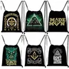 masic Illuminati Print Drawstring Bag Women Pyramid Eye Backpacks for Travel Casual Outdoor Sport Storage Bag Shoes Holder i2kC#