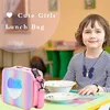 lunch Bag Rainbow Loving Heart Laser Portable Large Bento Pouch for Children Girl Thermal Insulated Cooler Shoulder Picnic Box F4Uo#