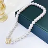 Fritillaria Fourleaf Clover Necklace Shijia Pearl Beaded Necklace Highend Highend and Replesmice Clavicle Chainwomen Jewelry Gift Pearl Necklace