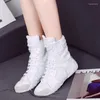 Chaussures décontractées femmes en cuir véritable blanc baskets hautes printemps été mode respirant couleur unie plat avec