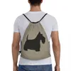 Scottish Terrier Silhouette Zaino con coulisse Donna Uomo Palestra Sport Sackpack Pieghevole Scottie Dog Shop Borsa Sacco H5A0 #