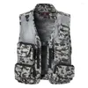 Mäns västar Summer Camouflage Military Intelligence Vest Pography Outdoor Multi Pocket Dad Outfit Mesh