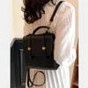 School Bags Niche American Retro Backpack British Diagonal Buckle Small Square Bag Commuter Student Brown Style