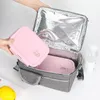 Gran capacidad de doble capa bolsa de almuerzo térmica comida de picnic almacenamiento aislado Ctainer Bento Leche Preservati Cooler Tote Bag x22X #