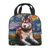 Sibérien Husky isolé déjeuner sac fourre-tout pour les femmes réutilisables refroidisseur thermique boîte à lunch travail école nourriture pique-nique Ctainer sacs k53y #