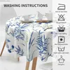 Table Cloth Blue Floral Tablecloth 60 Inch Round Wrinkle Free Flower Tablecloth Suitable for Kitchen Decorantion Indoor Outdoor Dining Table Y240401