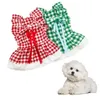 Dog Apparel Pet Costume Princess Dress Set With Sleeves Plaid Skirt Headdress Sweet Comfortable For Lovely Stylish
